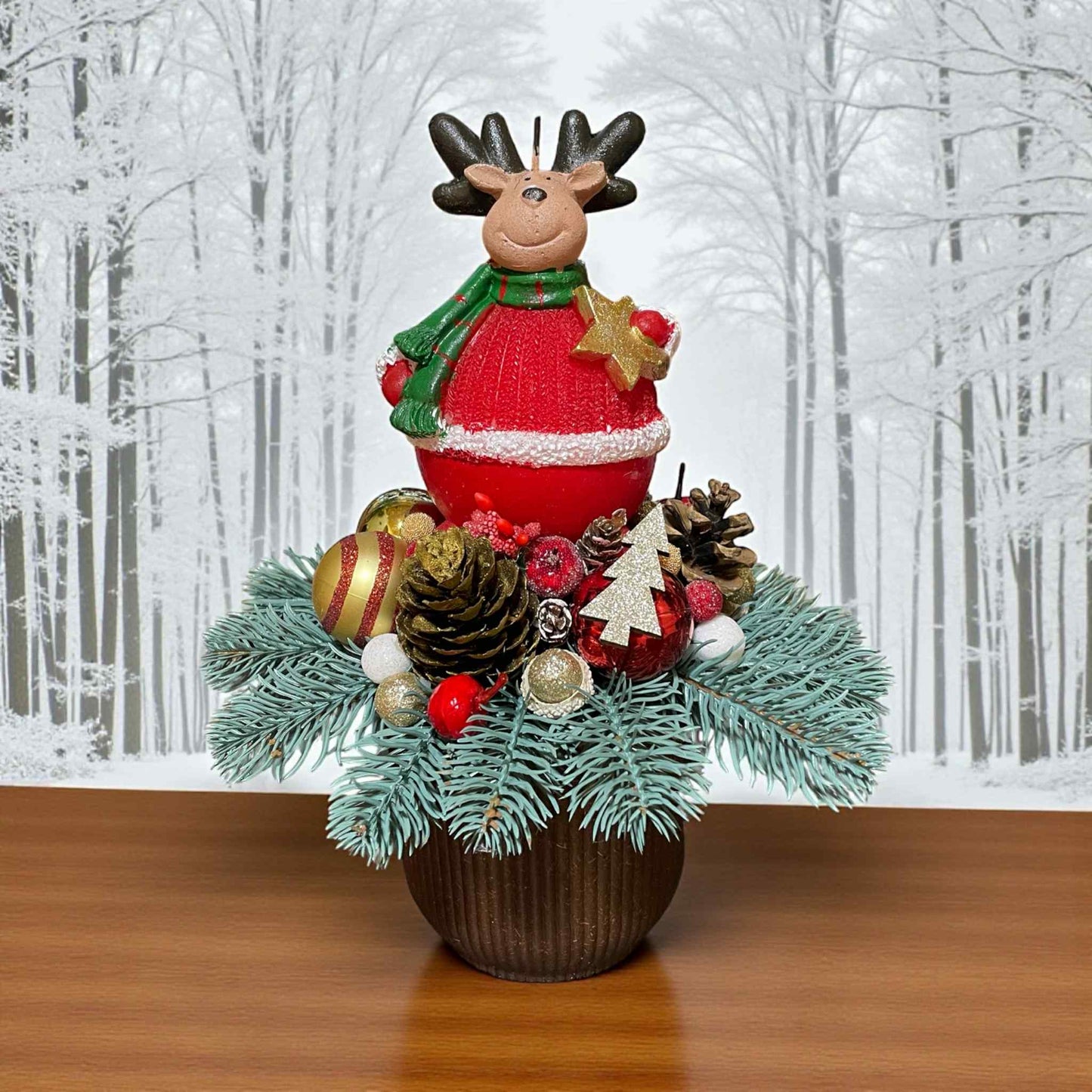 Decorațiune de Crăciun cu lumânare cu ren