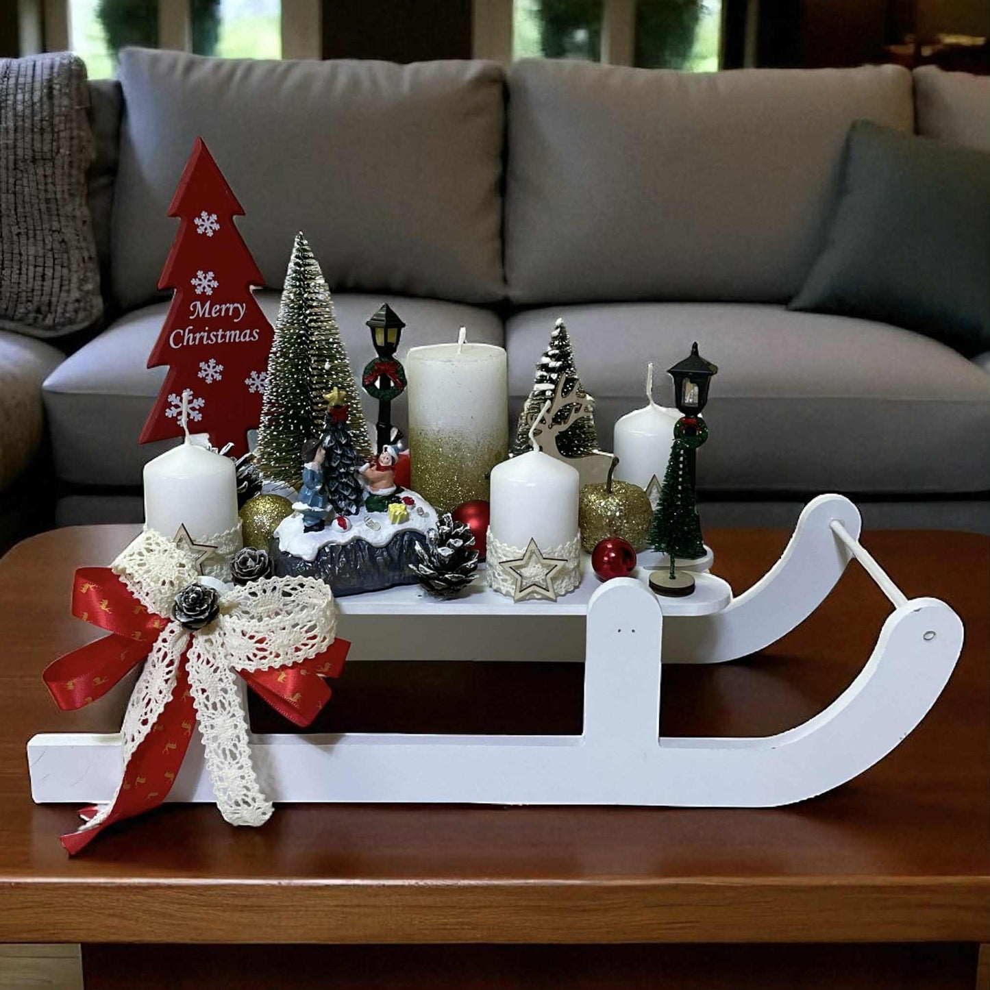 Decorațiune de Crăciun pe sanie