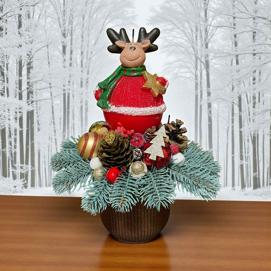 Decorațiune de Crăciun cu lumânare cu ren